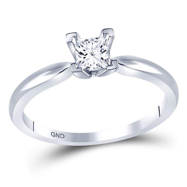 Princess Diamond Solitaire Bridal Wedding Engagement Ring 3/8 Cttw 14kt White Gold