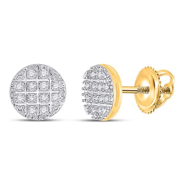 Mens Diamond Cluster Earrings 1/10 Cttw 10kt Yellow Gold