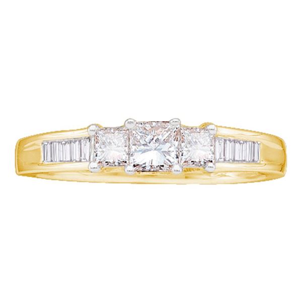 Princess Diamond 3-stone Bridal Wedding Engagement Ring 1/2 Cttw 14kt Yellow Gold