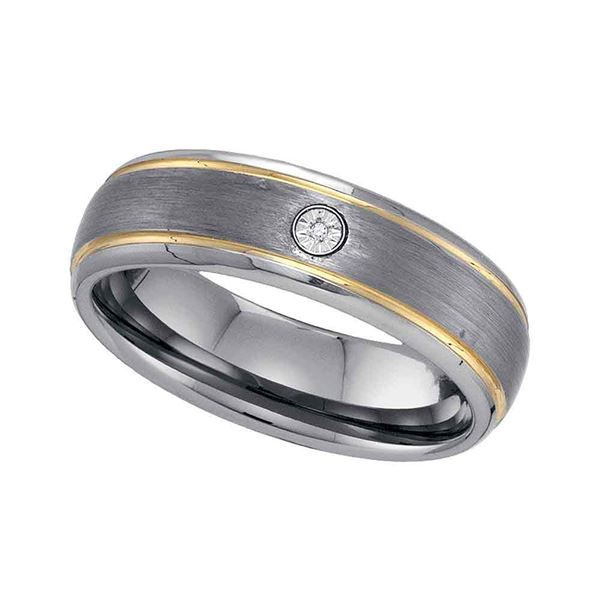 Two-tone Tungsten Carbide Mens Diamond Band Ring .01 Cttw Size 13.5 Two-tone Tungsten