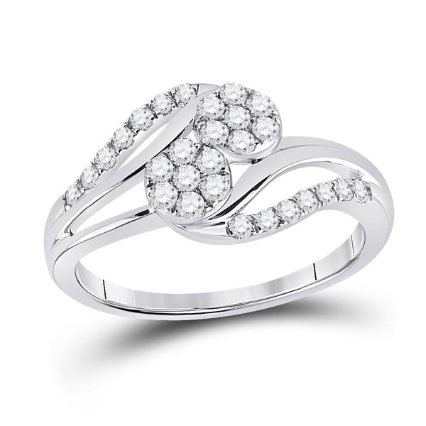 Diamond Cluster Bridal Wedding Engagement Ring 1/2 Cttw 14kt White Gold