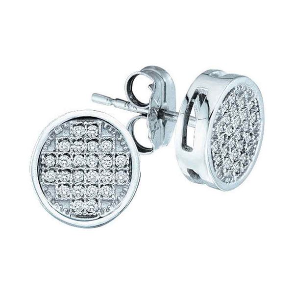 Diamond Circle Cluster Earrings 1/20 Cttw 10kt White Gold