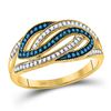Image 1 : Blue Color Enhanced Diamond Fashion Ring 1/4 Cttw 10kt Yellow Gold
