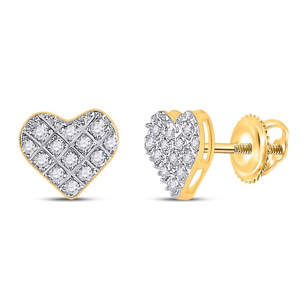 Diamond Heart Earrings 1/10 Cttw 10kt Yellow Gold