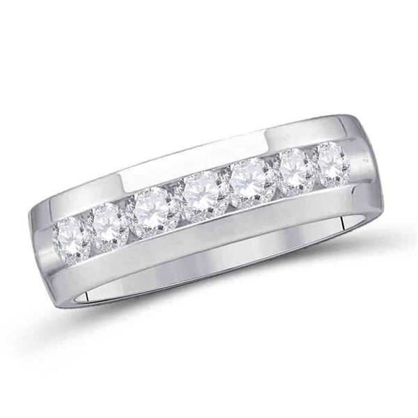Mens Channel-set Diamond Wedding Band Ring 1/4 Cttw 14kt White Gold