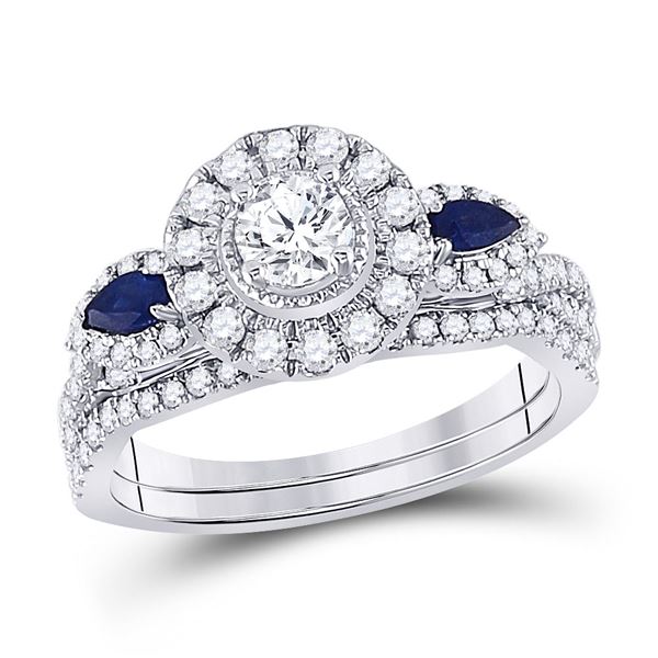 Diamond Bridal Wedding Ring Band Set 7/8 Cttw 14kt White Gold