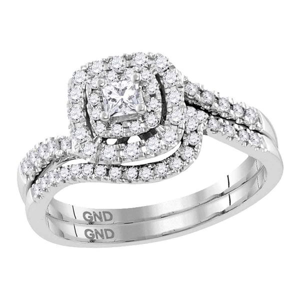 Princess Diamond Bridal Wedding Ring Band Set 1/2 Cttw 14kt White Gold