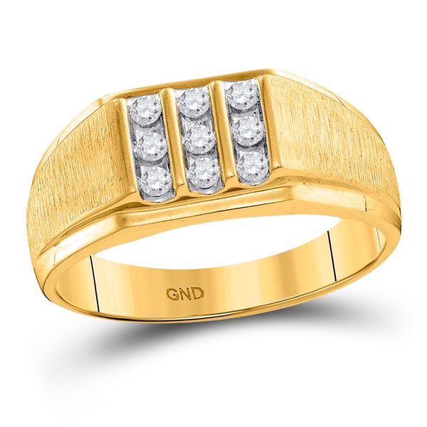 Mens Diamond Cluster Ring 1/4 Cttw 10kt Yellow Gold