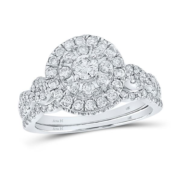 Diamond Bridal Wedding Ring Band Set 1 Cttw 14kt White Gold