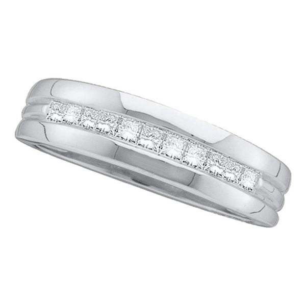 Mens Princess Diamond Wedding Band Ring 1 Cttw 14kt White Gold