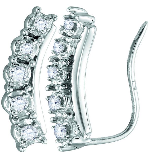 Diamond Journey Climber Earrings 1/6 Cttw 10kt White Gold