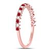 Image 3 : Ruby Diamond Stackable Band Ring 1/4 Cttw 10kt Rose Gold