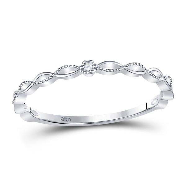 Diamond Stackable Band Ring .01 Cttw 10kt White Gold