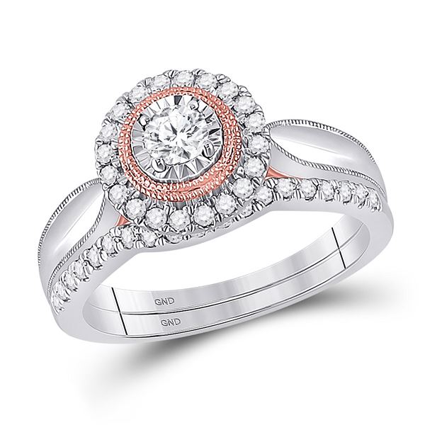 Diamond Bridal Wedding Ring Band Set 1/2 Cttw 10kt Two-tone Gold