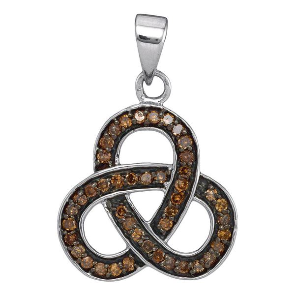 Brown Diamond Trinity Fashion Pendant 1/4 Cttw Sterling Silver