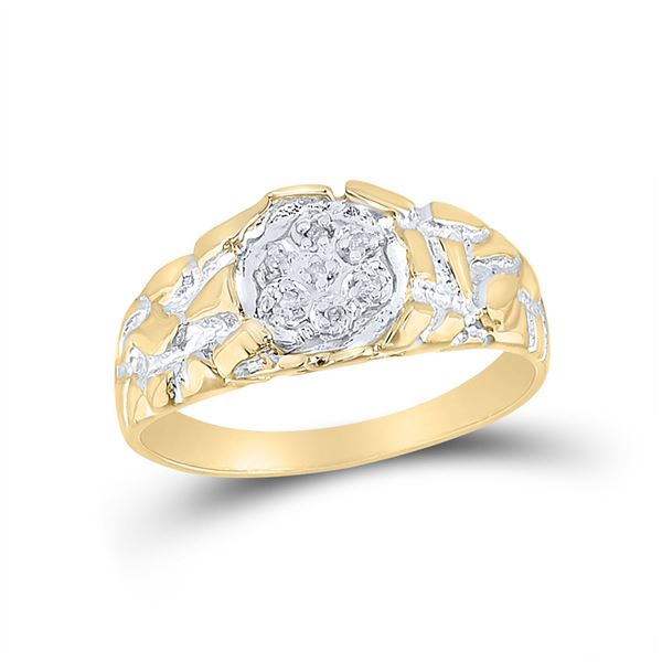 Yellow-tone Sterling Silver Mens Diamond Cluster Ring 1/20 Cttw Yellow-tone Sterling Silver