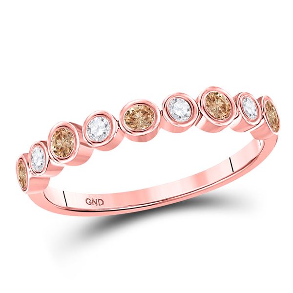 Brown Diamond Band Ring 1/3 Cttw 10kt Rose Gold