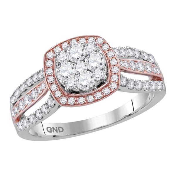 Diamond Square Bridal Wedding Engagement Ring 1 Cttw 14kt Two-tone Gold