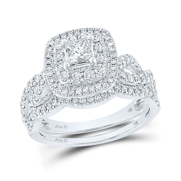 Princess Diamond Bridal Wedding Ring Band Set 1 Cttw 14kt White Gold