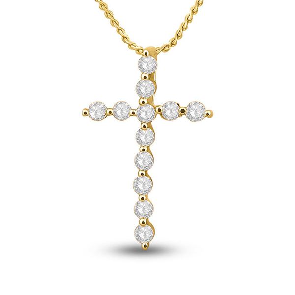 Diamond Cross Pendant 1/2 Cttw 14kt Yellow Gold