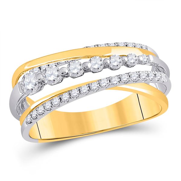 Diamond Graduated Crossover Band Ring 1/2 Cttw 14kt Yellow Gold