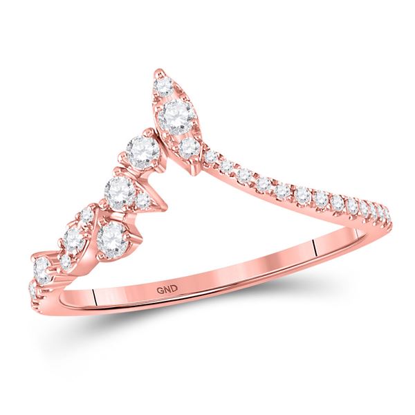 Diamond Marquise Dot Chevron Band Ring 1/3 Cttw 14kt Rose Gold