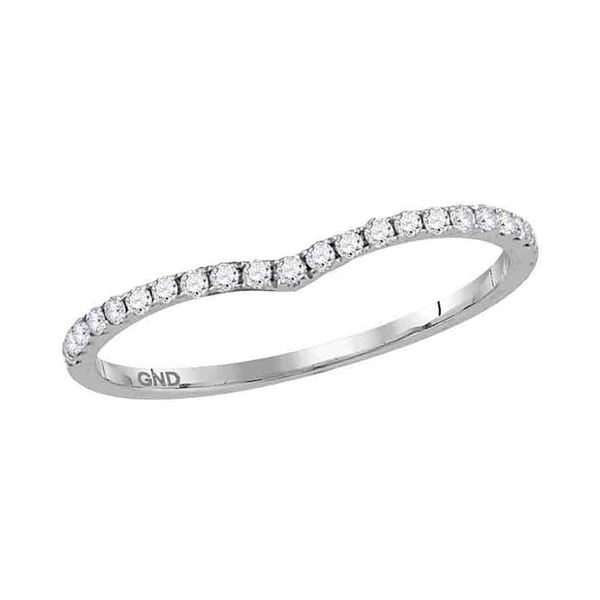 Diamond Chevron Stackable Band Ring 1/6 Cttw 10kt White Gold