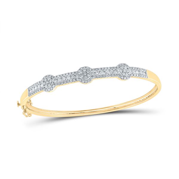 Diamond Cluster Bangle Bracelet 1-3/4 Cttw 14kt Yellow Gold