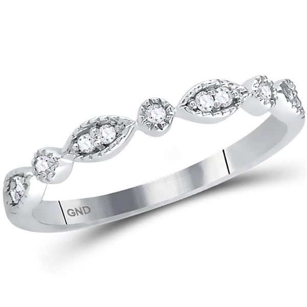 Diamond Classic Stackable Band Ring 1/10 Cttw 14kt White Gold