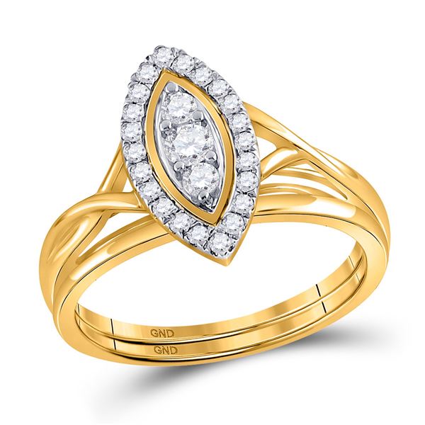 Diamond Bridal Wedding Ring Band Set 1/3 Cttw 10kt Yellow Gold