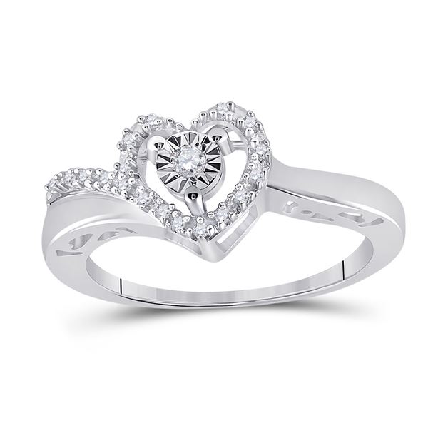 Diamond Heart Ring 1/10 Cttw Sterling Silver