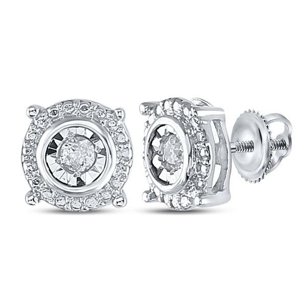 Diamond Stud Earrings 1/10 Cttw Sterling Silver