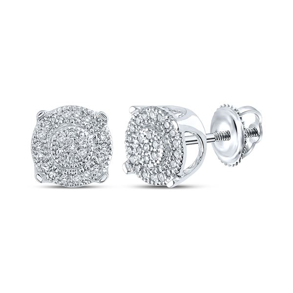Diamond Fashion Cluster Earrings 1/8 Cttw 10kt White Gold