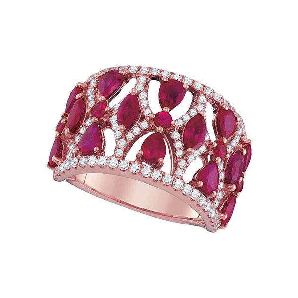 Pear Ruby Diamond Fashion Ring 3-1/2 Cttw 18kt Rose Gold