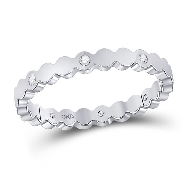Diamond Machine-Set Band Ring 1/12 Cttw 14kt White Gold