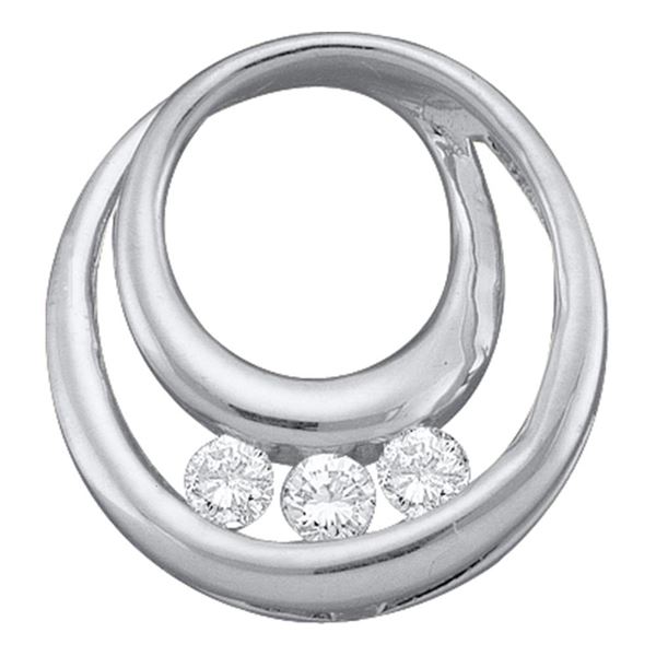 Diamond 3-Stone Circle Pendant 1/5 Cttw 10kt White Gold