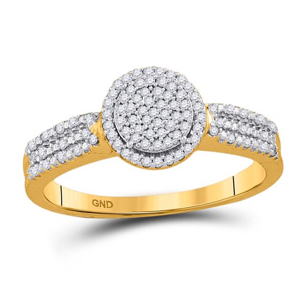Diamond Circle Frame Cluster Bridal Engagement Ring 1/5 Cttw 10kt Yellow Gold