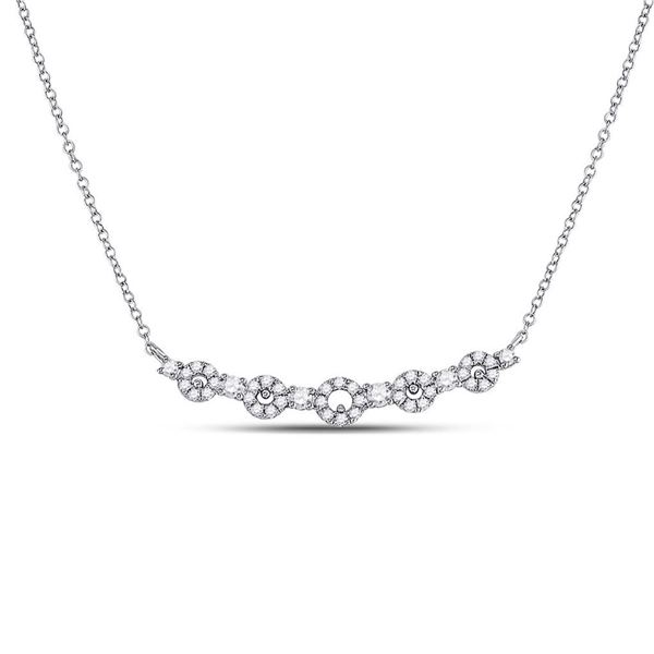 Diamond Circle Bar Necklace 1/3 Cttw 14kt White Gold