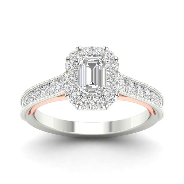 Emerald Diamond Solitaire Bridal Wedding Engagement Ring 1 Cttw 14kt White Gold