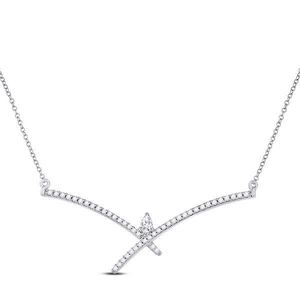 Pear Diamond Modern Fashion Necklace 1/4 Cttw 10kt White Gold