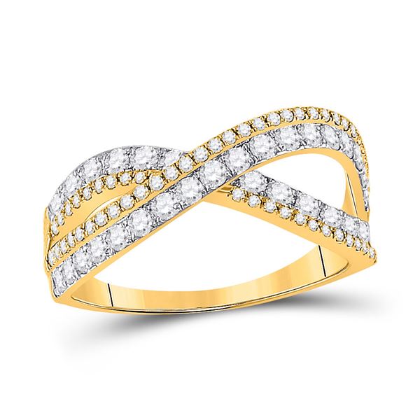 Diamond Fashion Crossover Band Ring 3/4 Cttw 14kt Yellow Gold