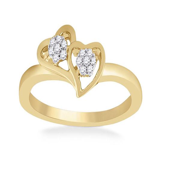 Diamond Double Heart Ring 1/10 Cttw 10kt Yellow Gold