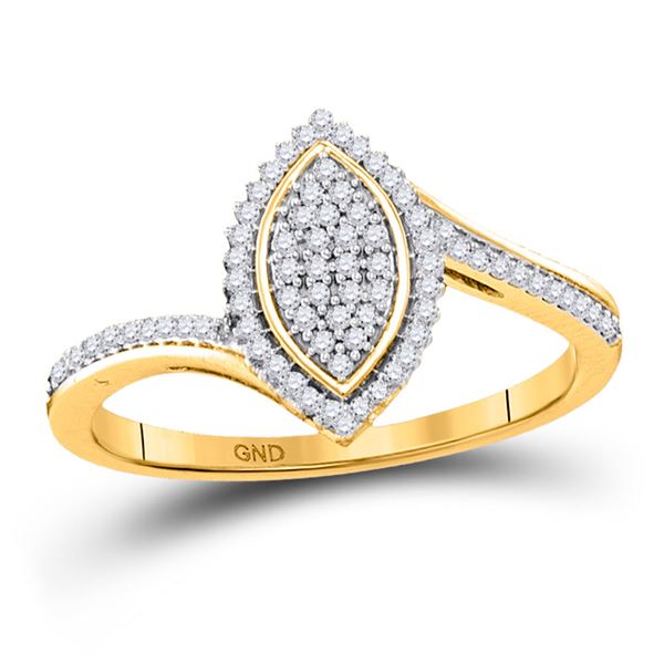 Diamond Marquise-shape Cluster Ring 1/5 Cttw 10kt Yellow Gold
