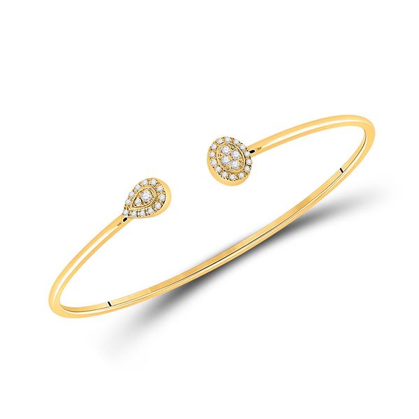 Diamond Cluster Bangle Bracelet 1/5 Cttw 10kt Yellow Gold
