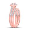Image 3 : Diamond Halo Bridal Wedding Ring Band Set 1/2 Cttw 10kt Rose Gold