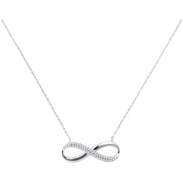 Diamond Infinity Pendant Necklace 1/8 Cttw 10kt White Gold