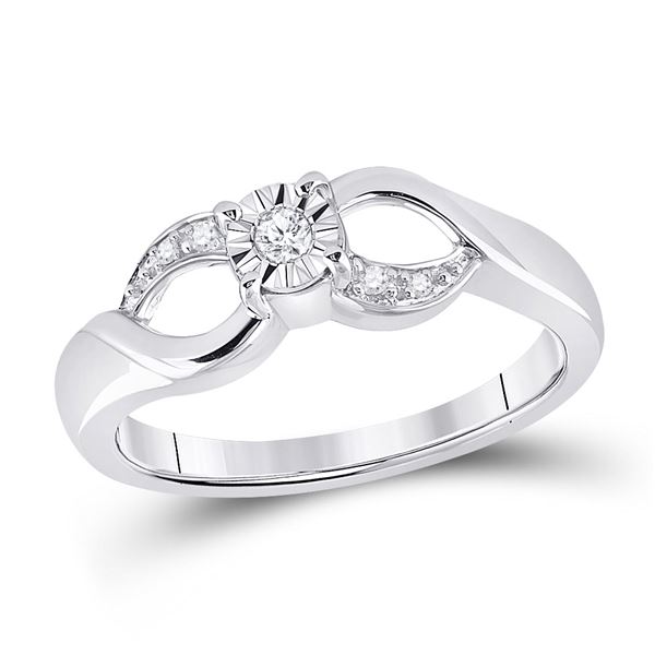 Diamond Solitaire Ring 1/20 Cttw Sterling Silver