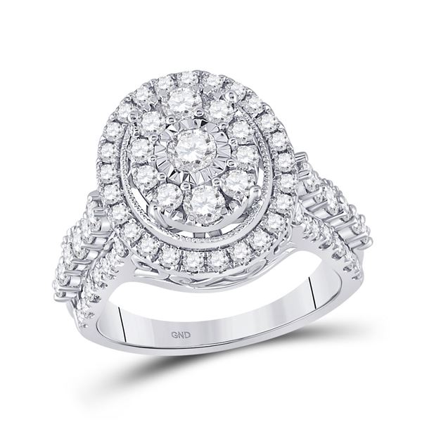 Diamond Right Hand Cluster Ring 1-5/8 Cttw 14kt White Gold