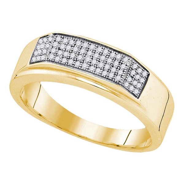 Yellow-tone Sterling Silver Mens Diamond Band Ring 1/5 Cttw Yellow-tone Sterling Silver