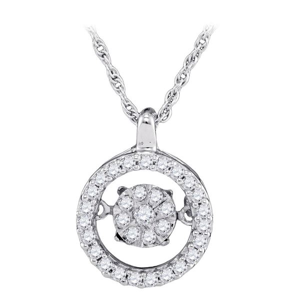 Diamond Moving Cluster Pendant 1/5 Cttw 10kt White Gold